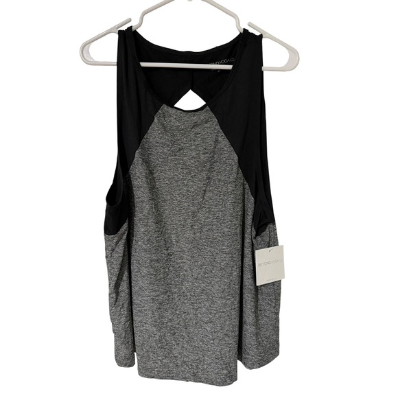 Beyond Yoga Tops - Beyond Yoga Womens 2X Tank Top Black Gray Heathered Open Back Cutout NWT